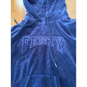 Puma x Rihanna FENTY Velvet Hoodie Purple Cropped Pullover Large